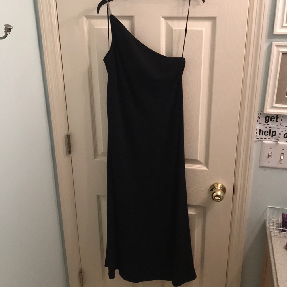 Black dress- rhinestone detail on shoulder, size 8